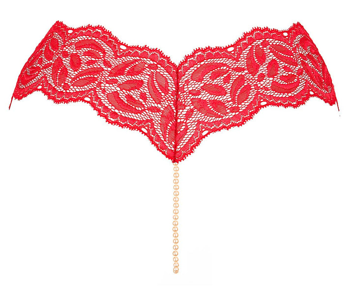 Bracli classic röd stringtrosa med pärlor