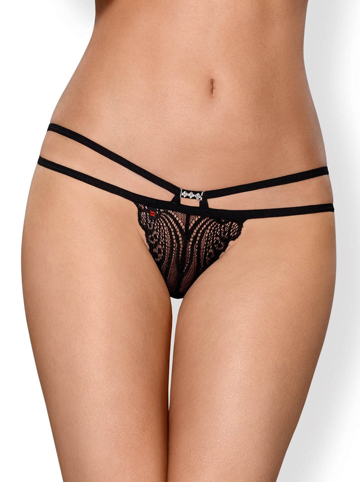 Svart stringtrosa med dubbla band