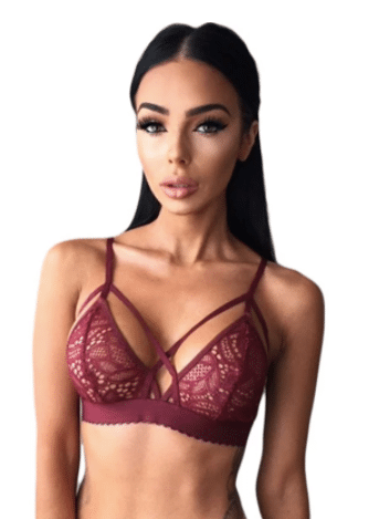 Vacker spets bralette i vinrött