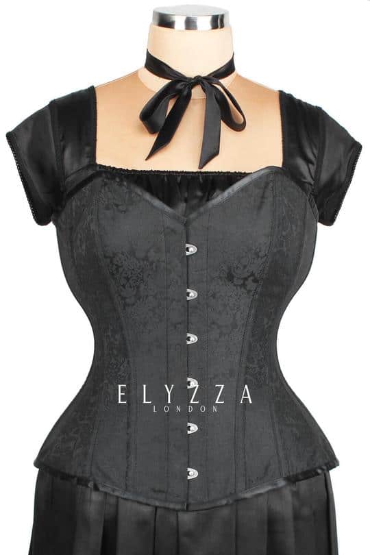 Lång svart mönstrad korsett